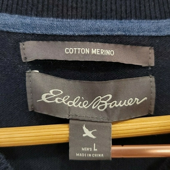 Eddie Bauer Cotton And Merino Wool Blend V-Neck Sweater - Size Large - Picture 5 of 5